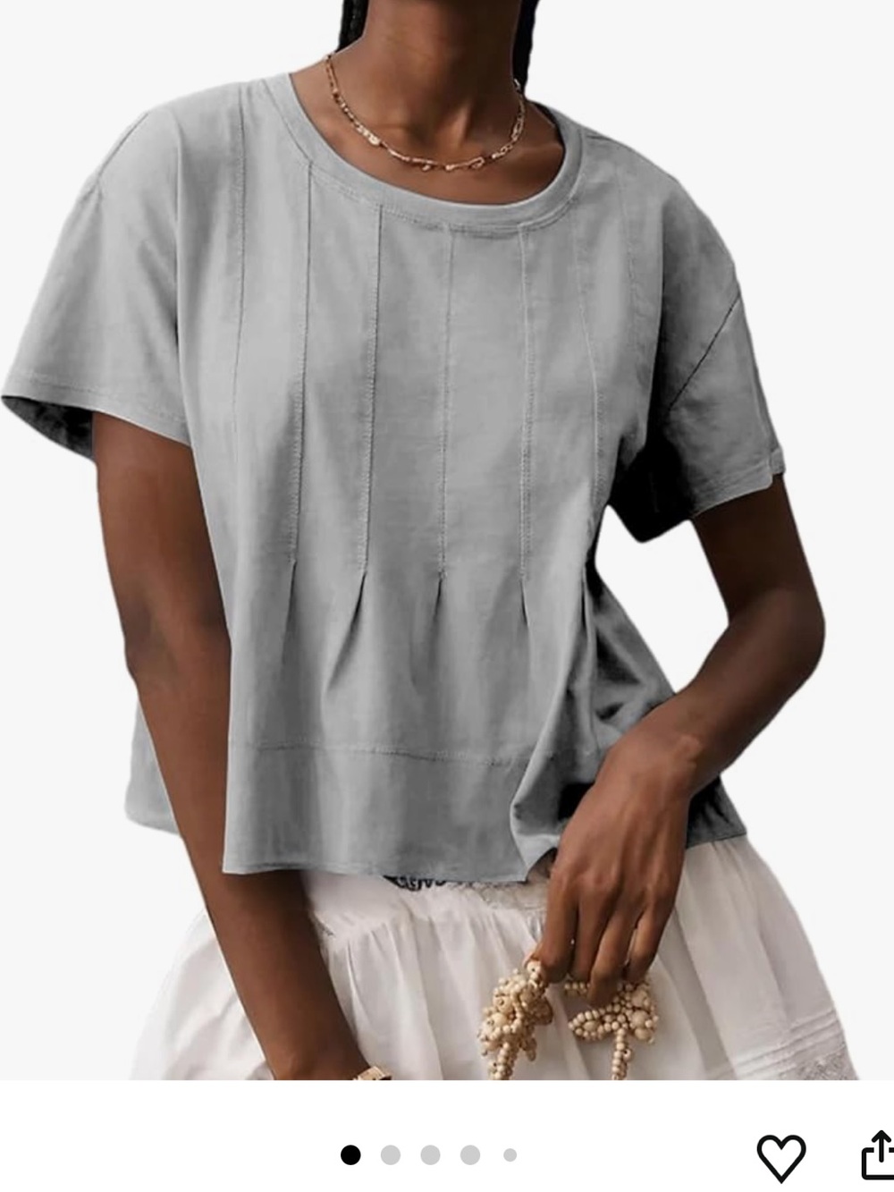 Women’s Relaxed Pintuck Short Sleeve Top - Gray